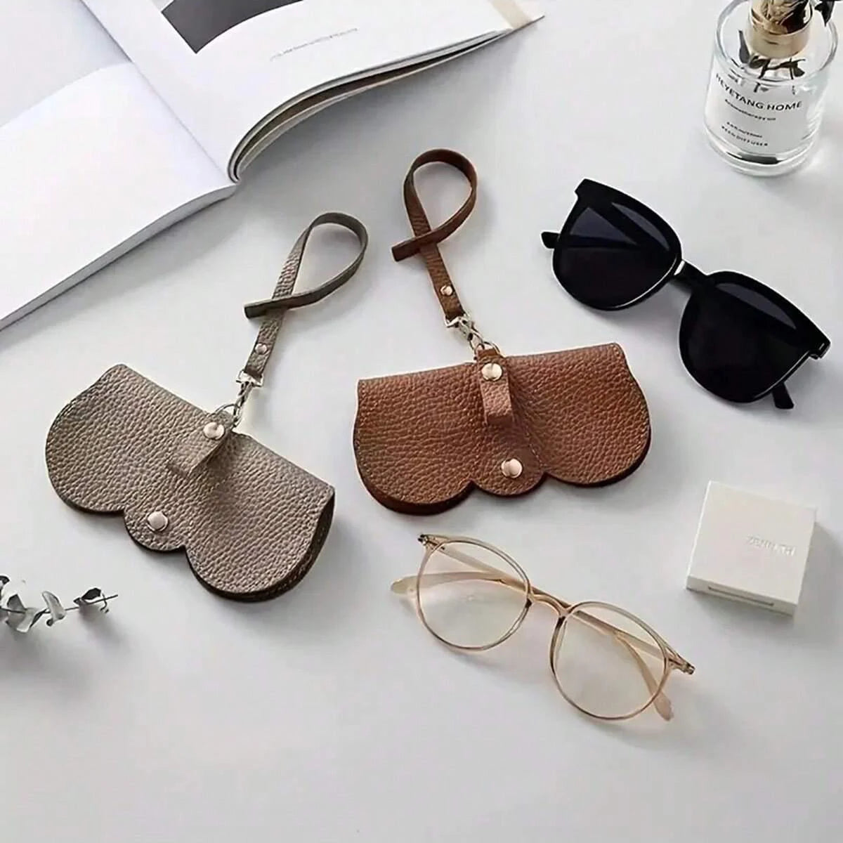 Hanging PU Leather Sunglasses Pouch