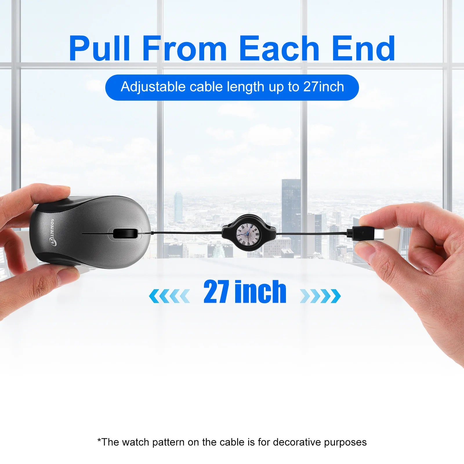 Portable USB Type C Retractable Mouse