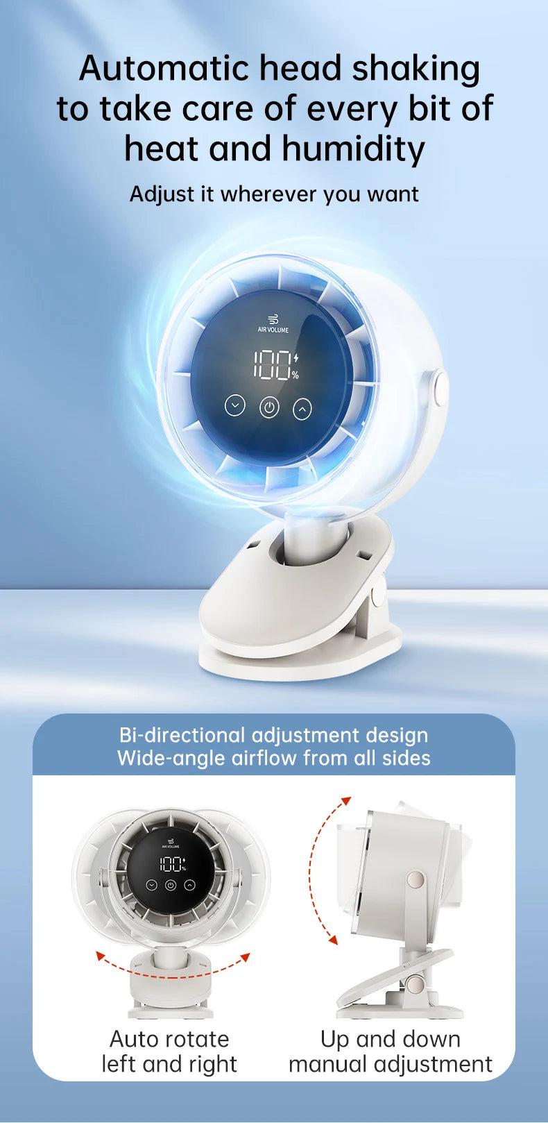 Rechargeable Clip-On Turbo Fan