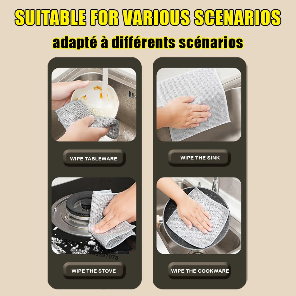 Metal Scrubber Kitchen Dishwashing Cloth