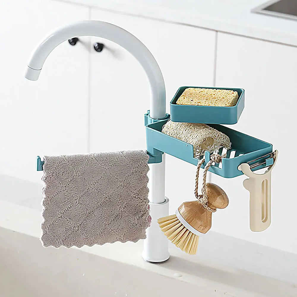 Double Floor Faucet Swivel Sponge Drain Rack
