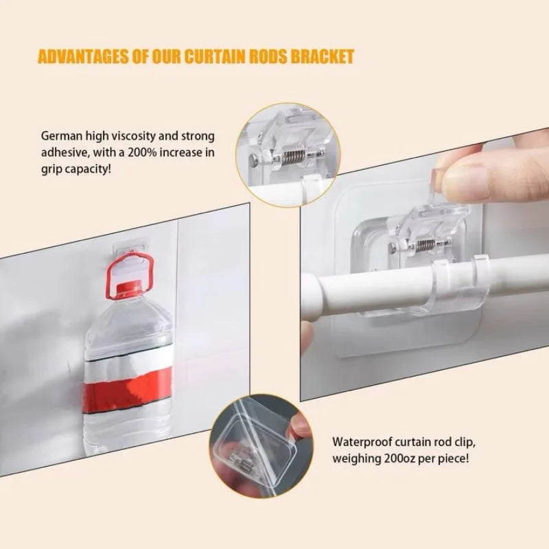 Adjustable Curtain Rod Wall Hooks