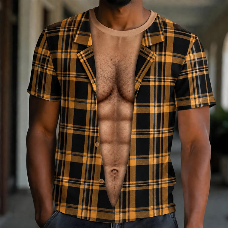 Men’s 3D Muscle Print T-Shirt