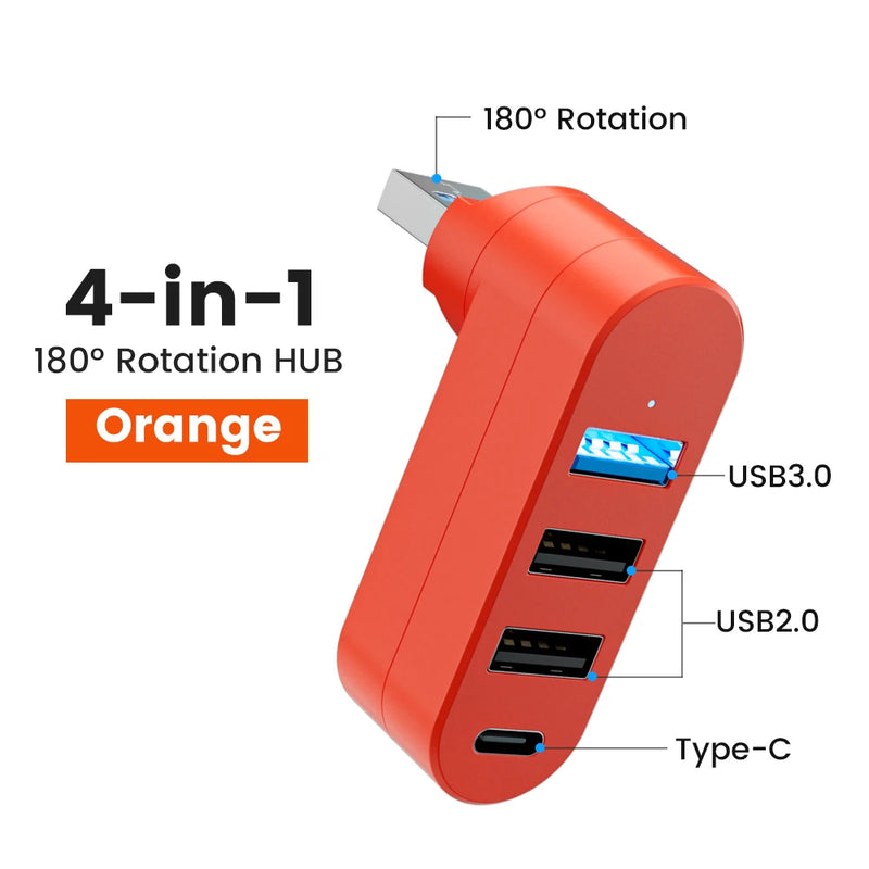 Mini 180° Rotatable USB Hub