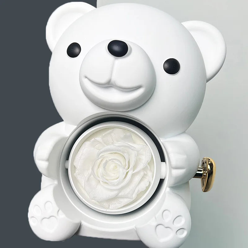 Rose Hugging Bear Gift Box With Necklace