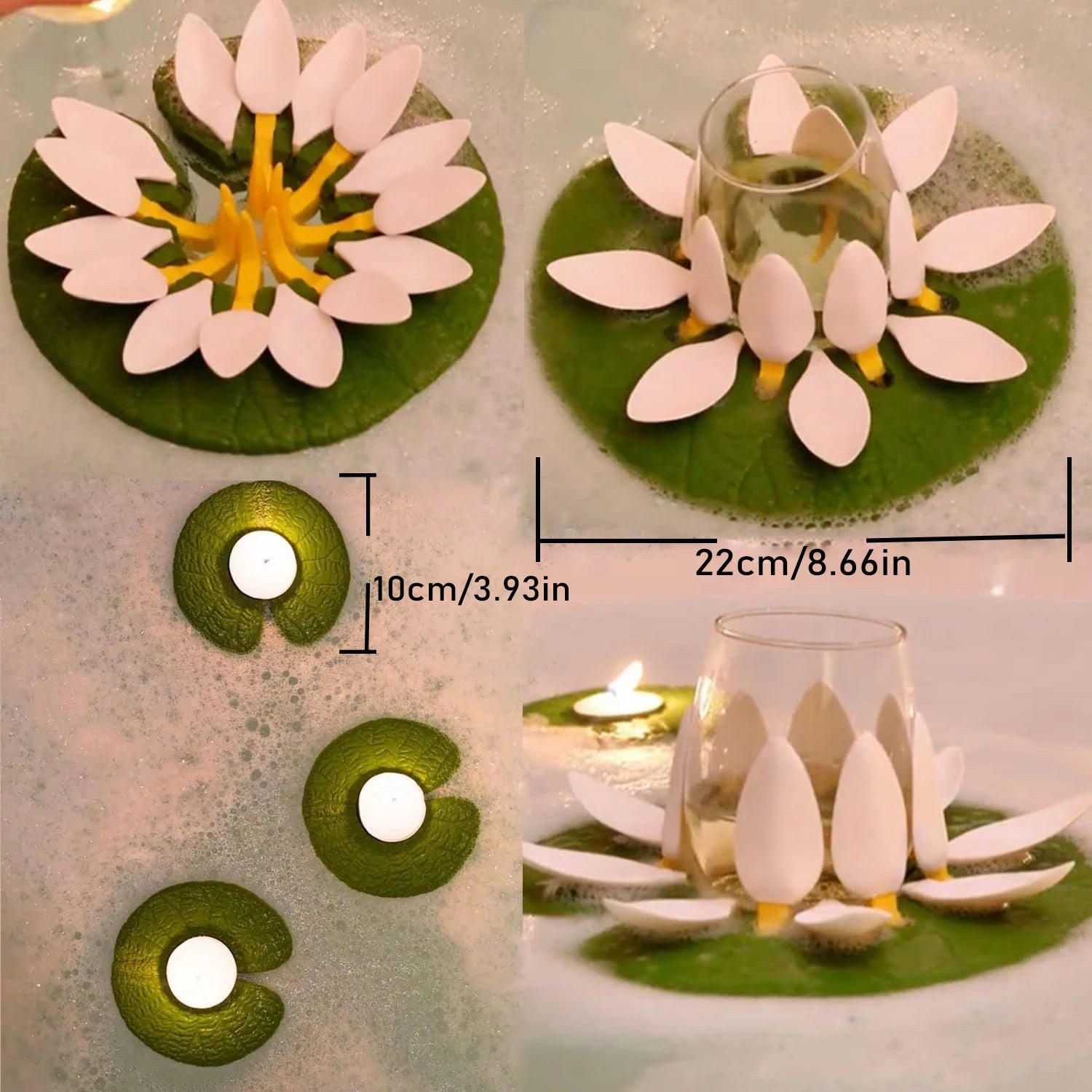 Floating Lotus Candle Holder - 4Pcs