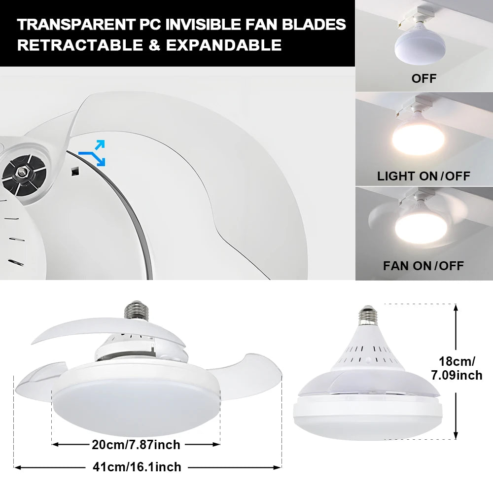 RC 2 in 1 Invisible Blade Ceiling Fan Light
