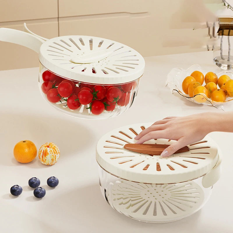 Foldable Handle Drain Basket with Lid