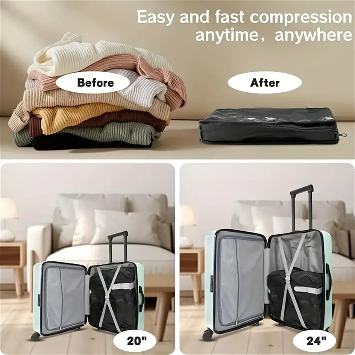 Vacuum Compression Luggage Bag
