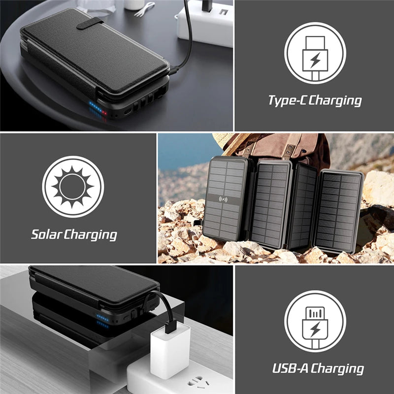 Multifunctional Solar Power Bank Quick Wireless Charger