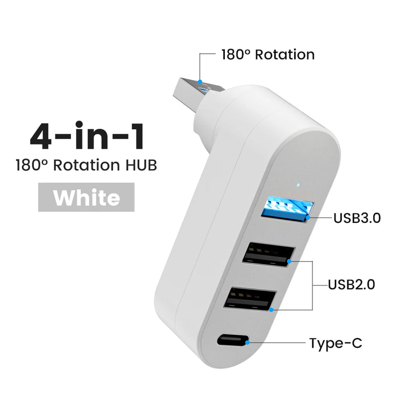 Mini 180° Rotatable USB Hub