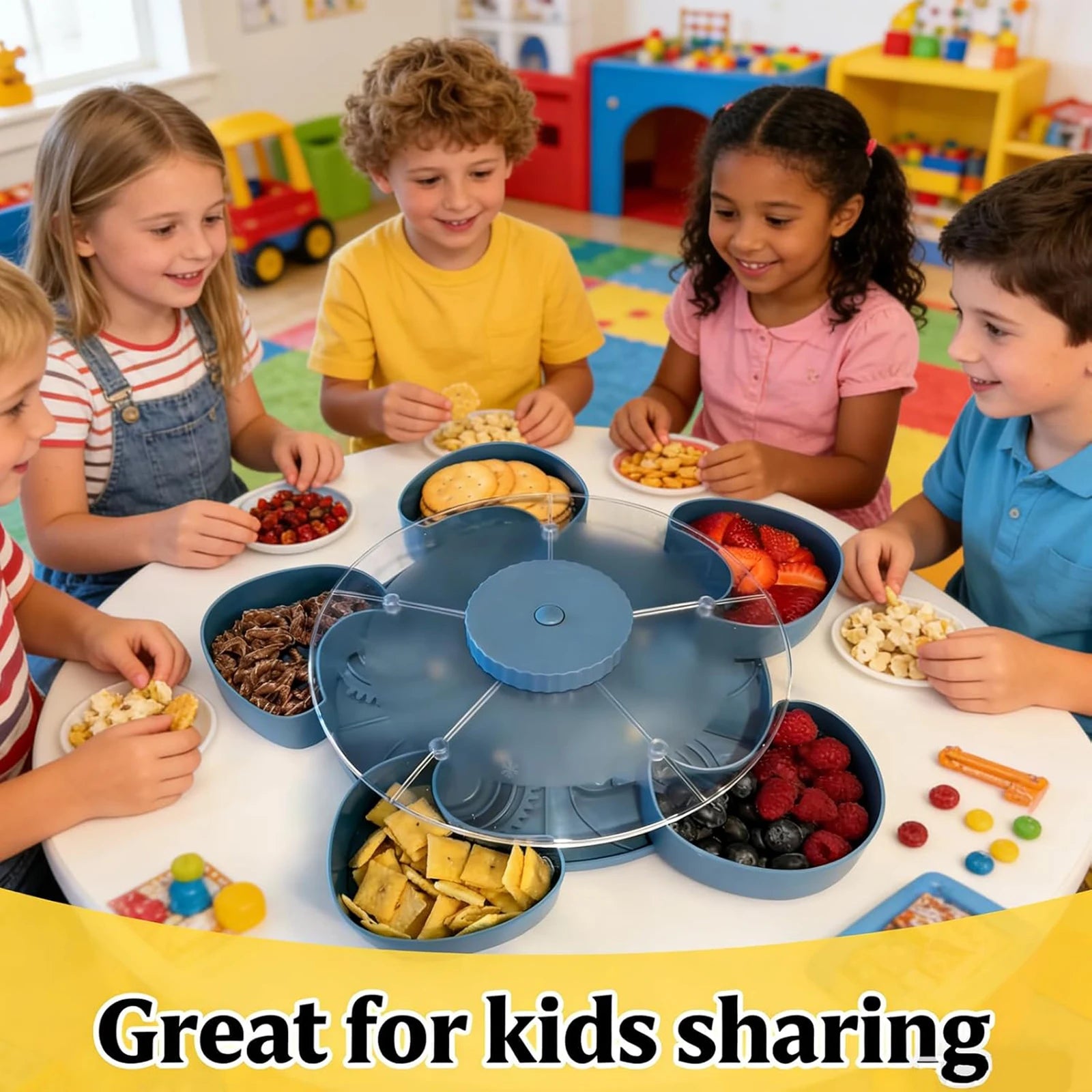 Divided Rotating Snack Tray For Kids