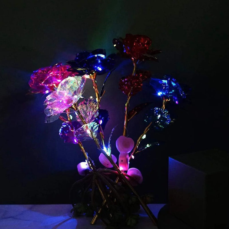 Golden Plated Artificial Luminous Roses