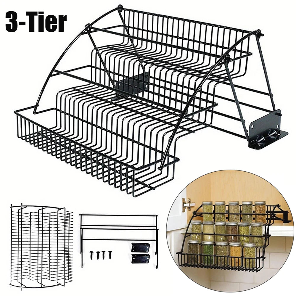 Metal 3-Tier Pull Down Spice Rack