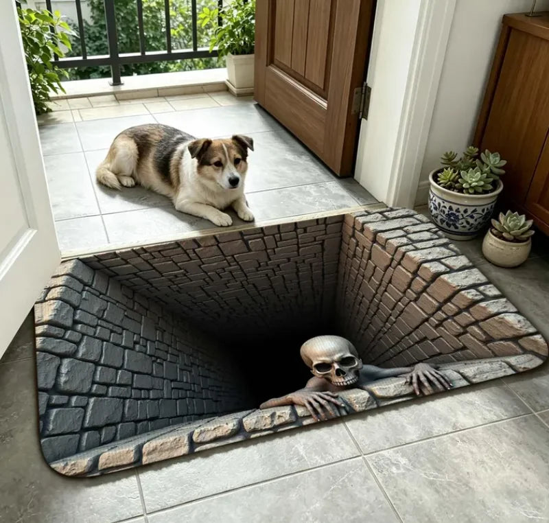 3D Skull Pit Illusion Doormat