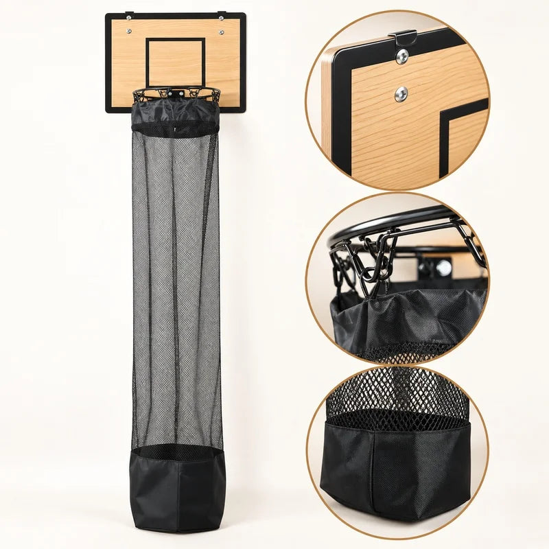 Wooden Basketball Hoop Laundry Hamper