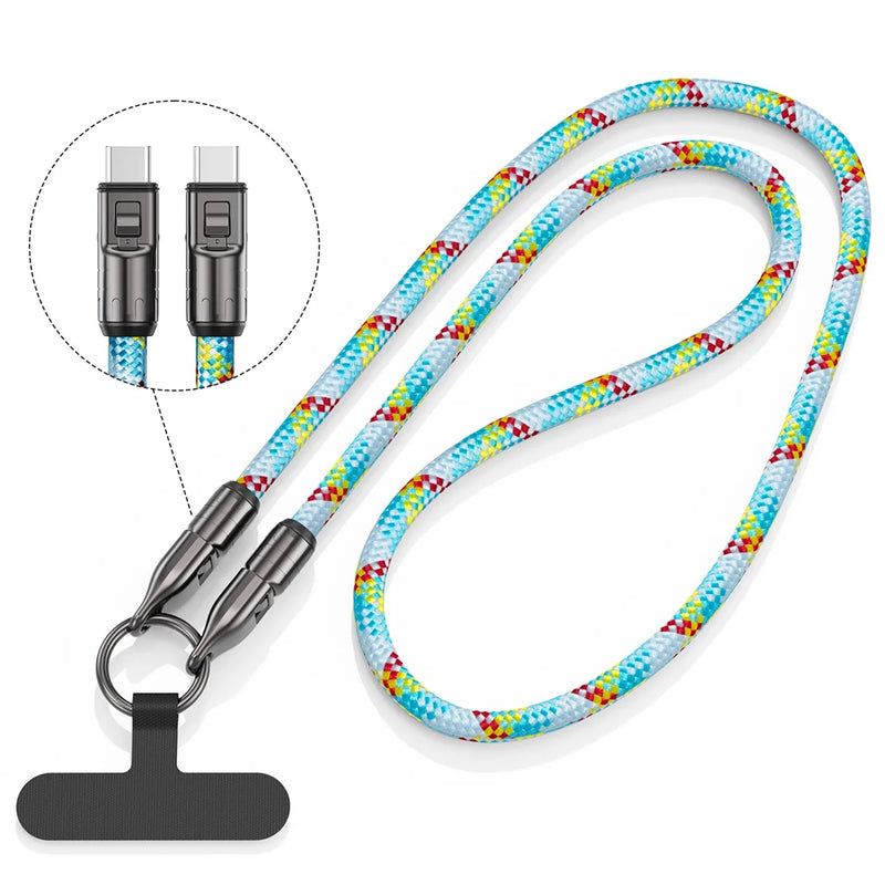 2 In 1 Lanyard Strap Fast Charging Cable