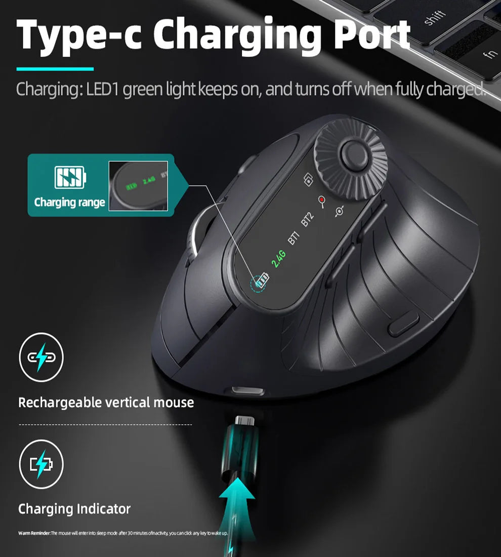 Ergonomic Vertical Wireless Mouse With Adjustment Knob