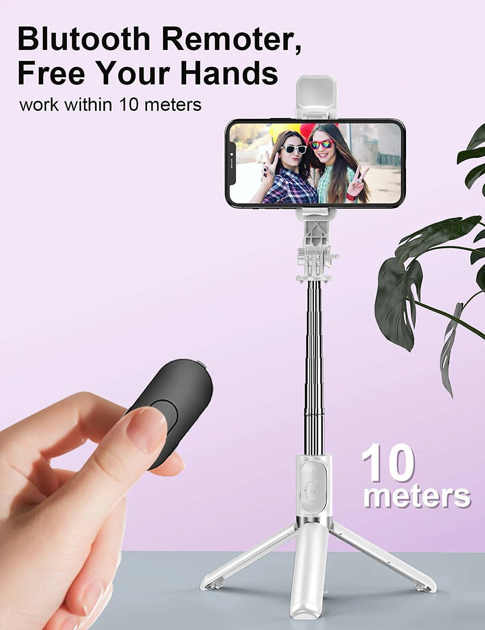 Bluetooth Selfie Stick Tripod with Fill Light