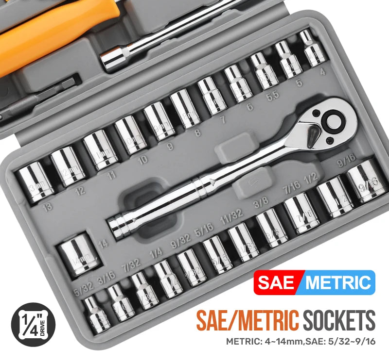 Rotating Ratchet Wrench Set - 57Pcs