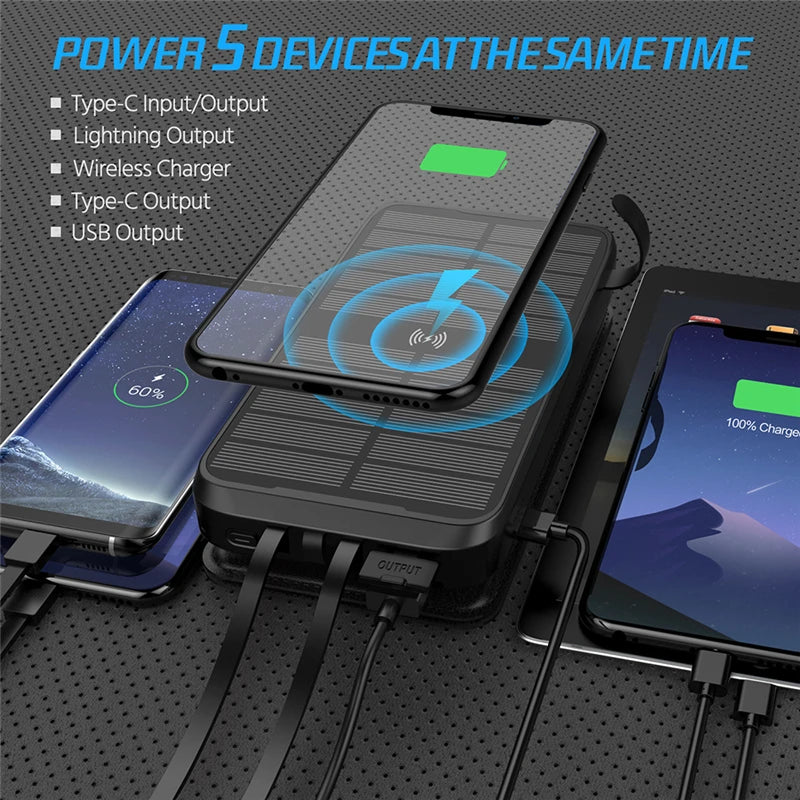 Multifunctional Solar Power Bank Quick Wireless Charger