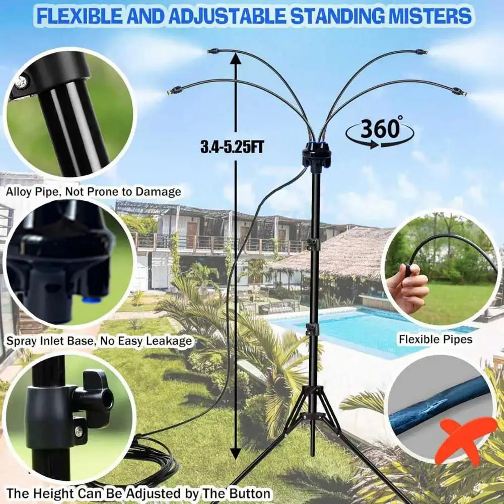 Flexible Standing Outdoor Misting System With Adjustable Height