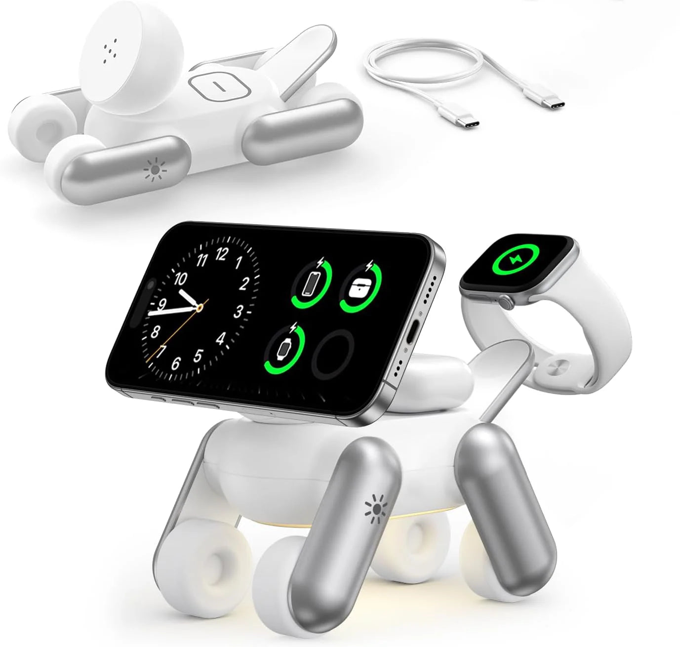 Robot Dog 3-in-1 Wireless Charging Station