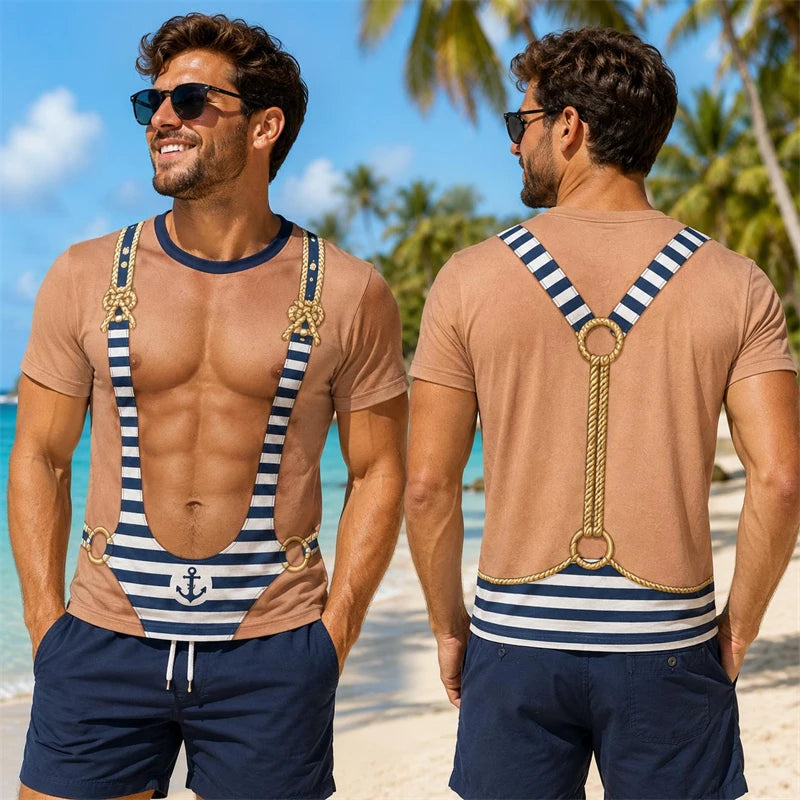 Men’s 3D Muscle Print T-Shirt