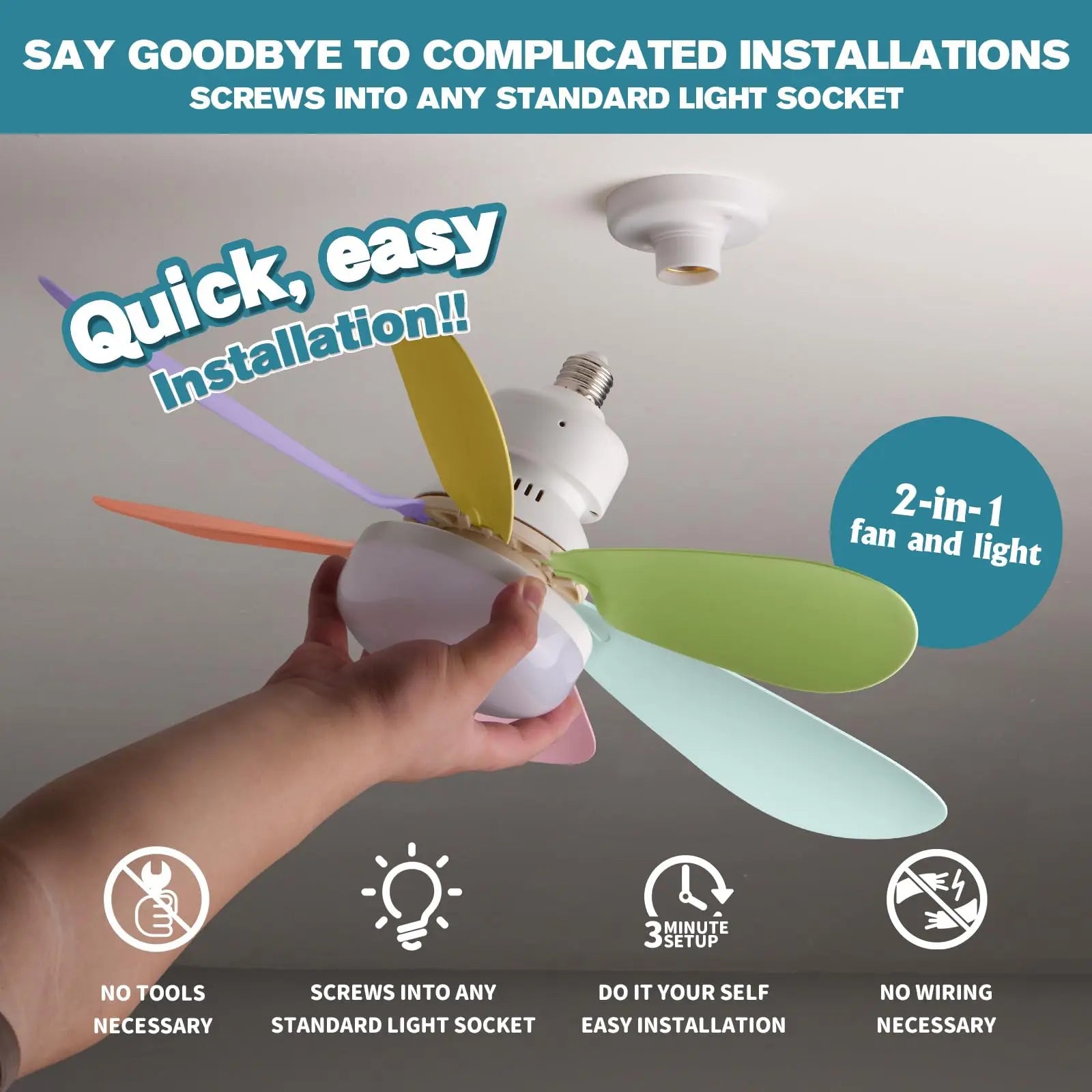 Socket Ceiling Fan with Light