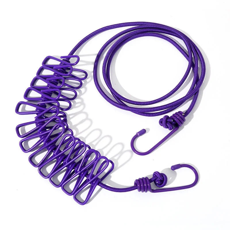 Portable Travel Clothesline with Clips