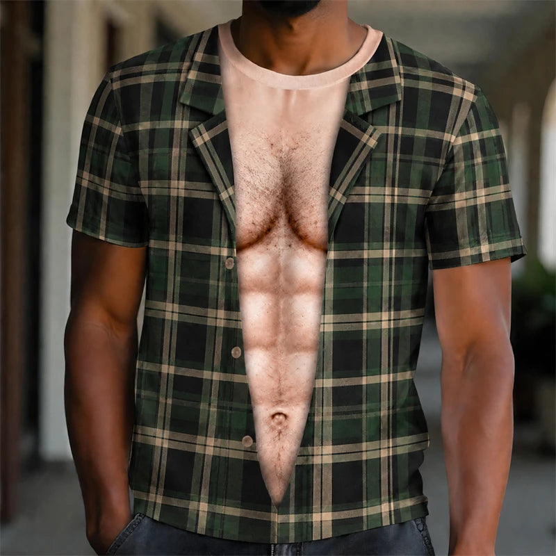 Men’s 3D Muscle Print T-Shirt