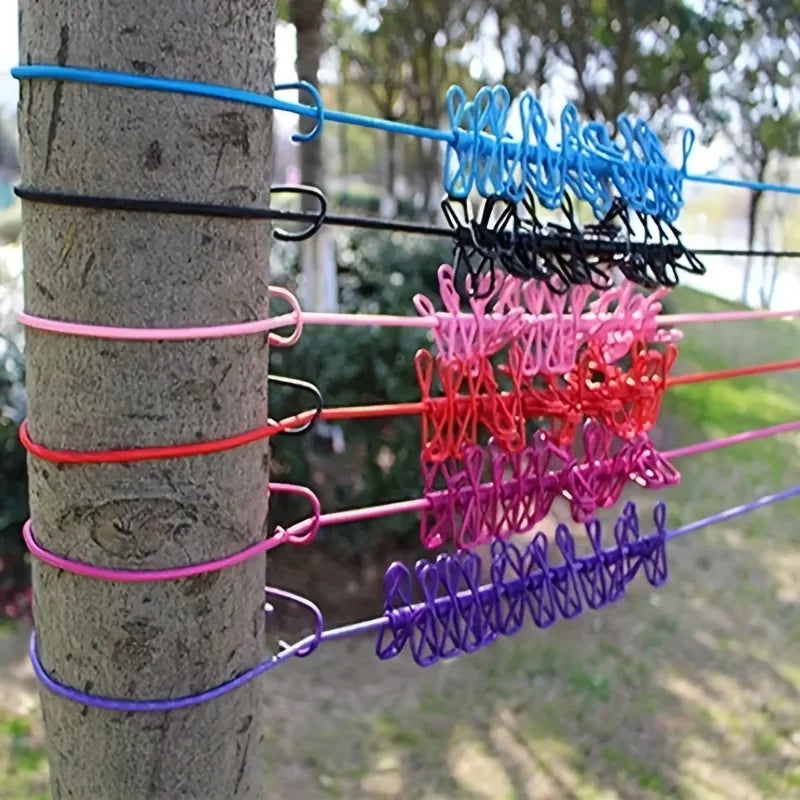 Portable Travel Clothesline with Clips