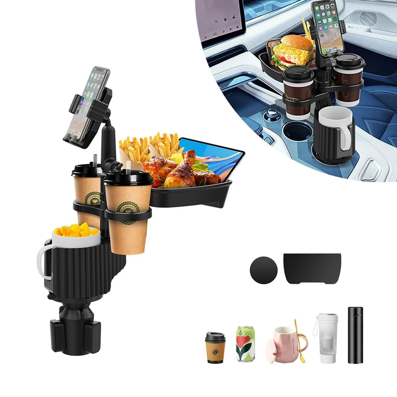 3 In 1 Adjustable Car Cup Tray with Phone Holder