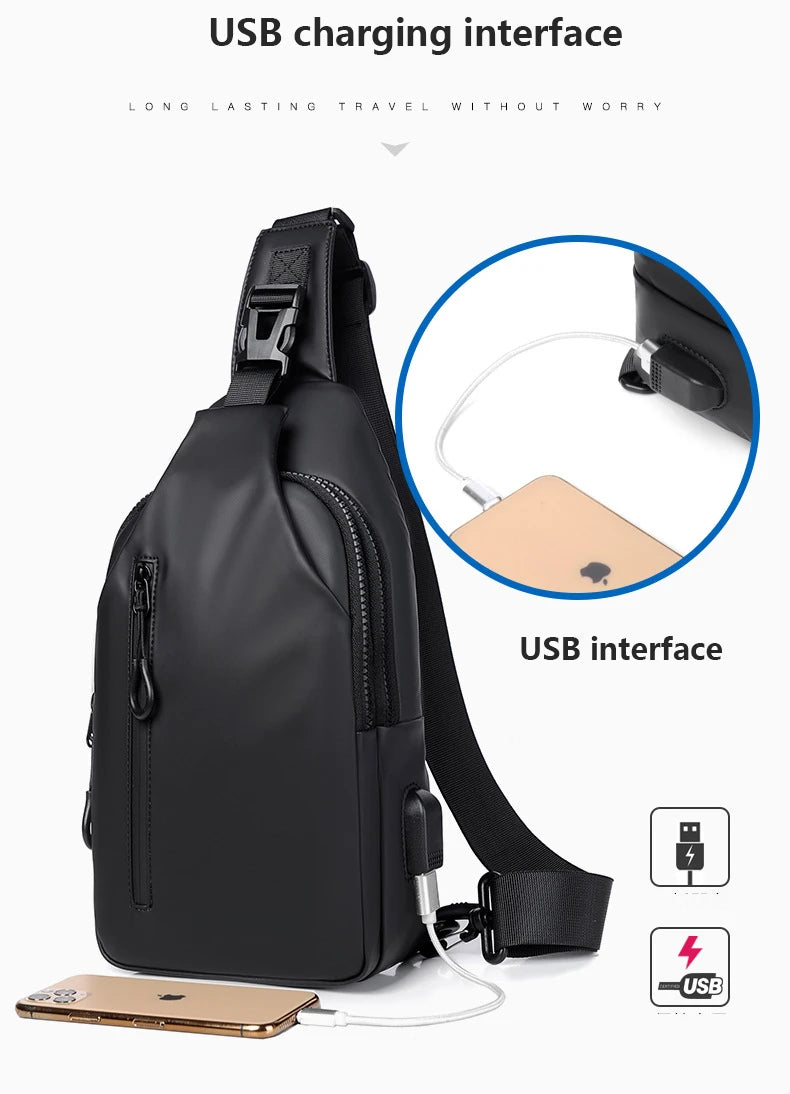 Waterproof Chest Bag with USB Charging Interface