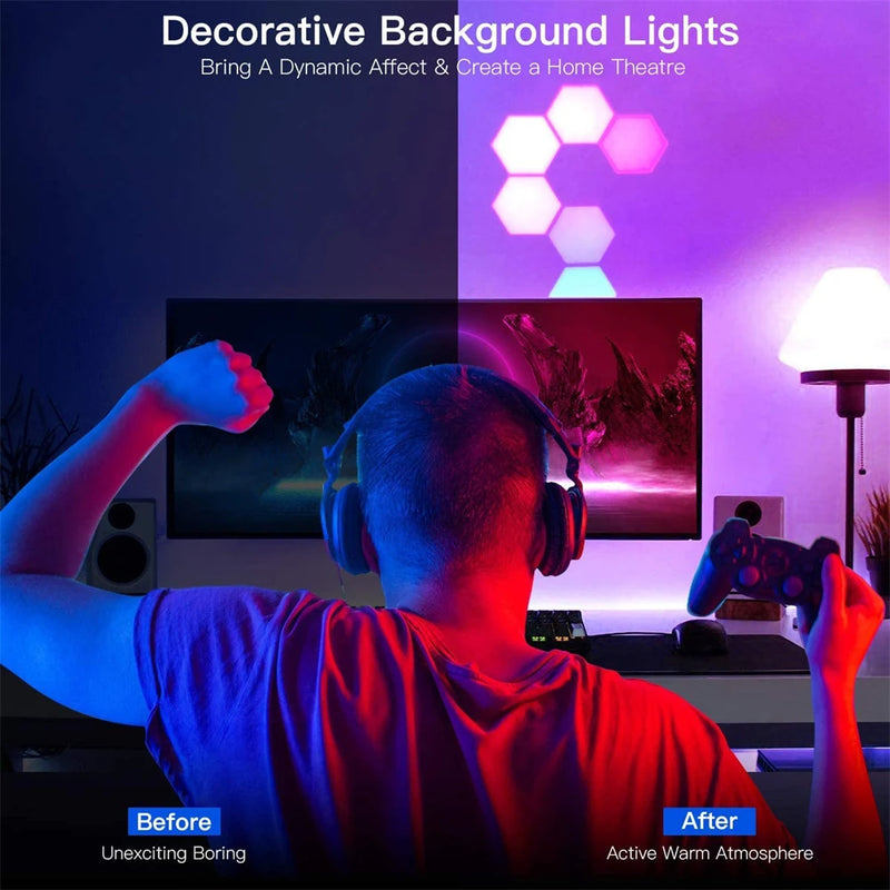 Touch Sensor RGB LED Hexagon Lamp