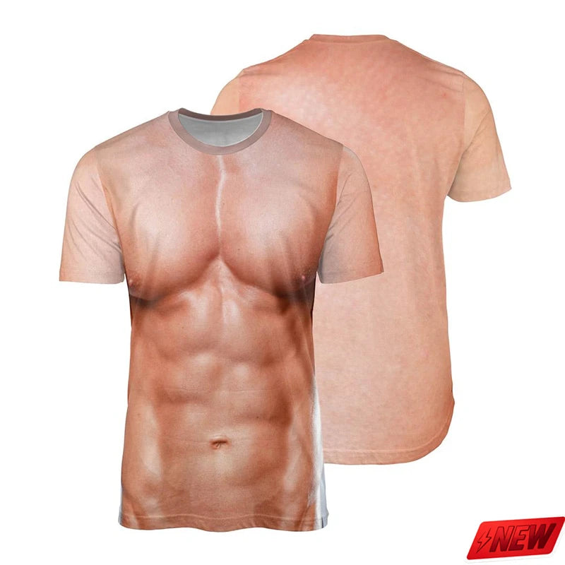 Men’s 3D Muscle Print T-Shirt