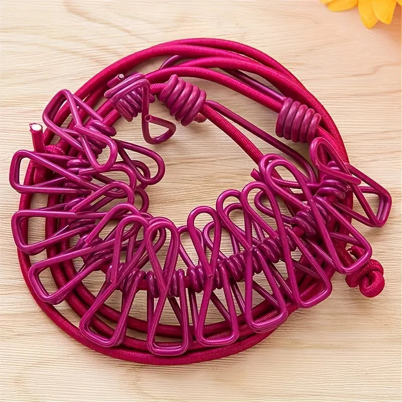 Portable Travel Clothesline with Clips