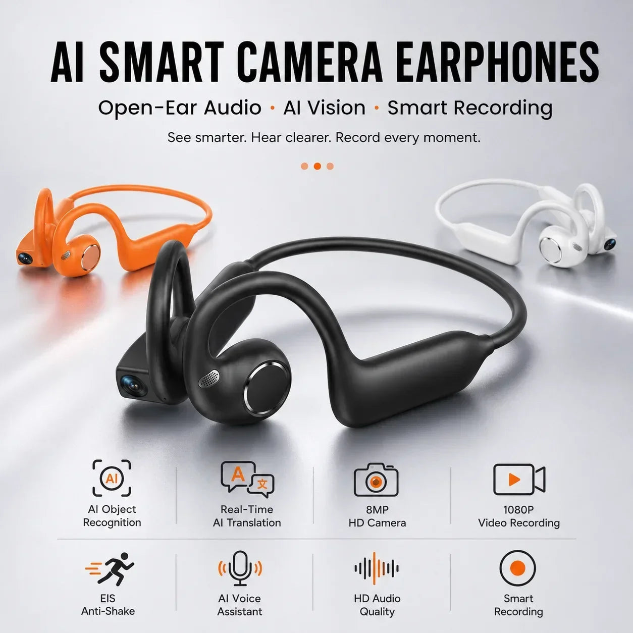 Smart AI Camera Bluetooth Headphones
