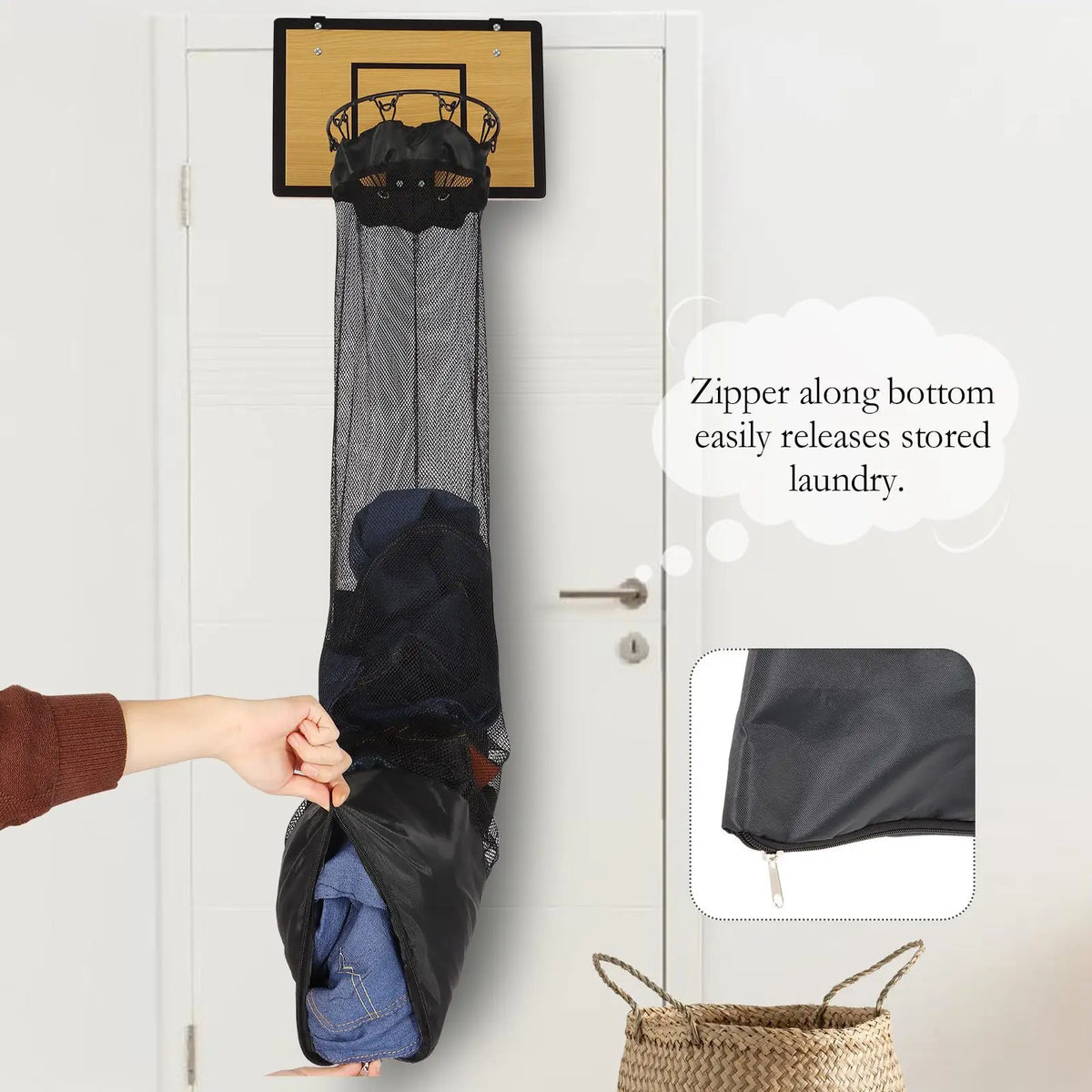 Wooden Basketball Hoop Laundry Hamper