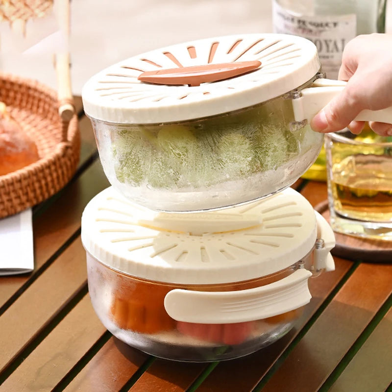 Foldable Handle Drain Basket with Lid