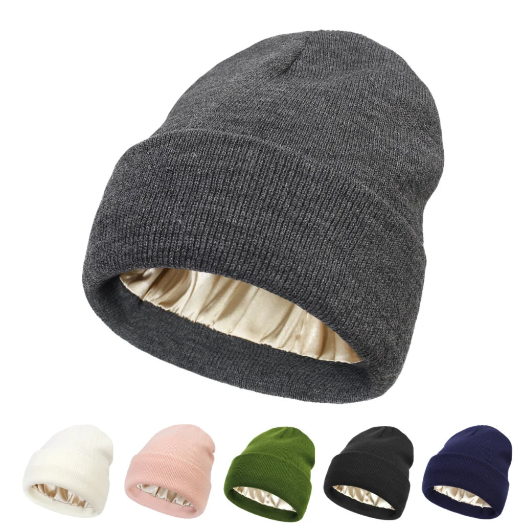 Winter Hat For Women Silk Satin Lined