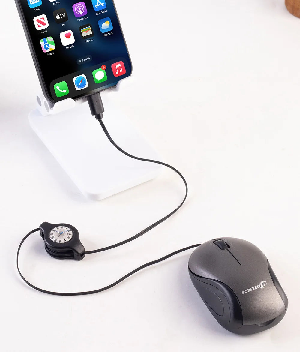 Portable USB Type C Retractable Mouse