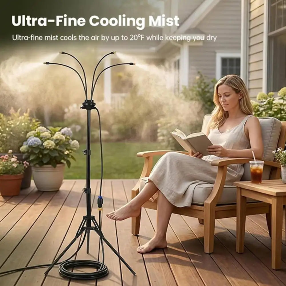 Flexible Standing Outdoor Misting System With Adjustable Height