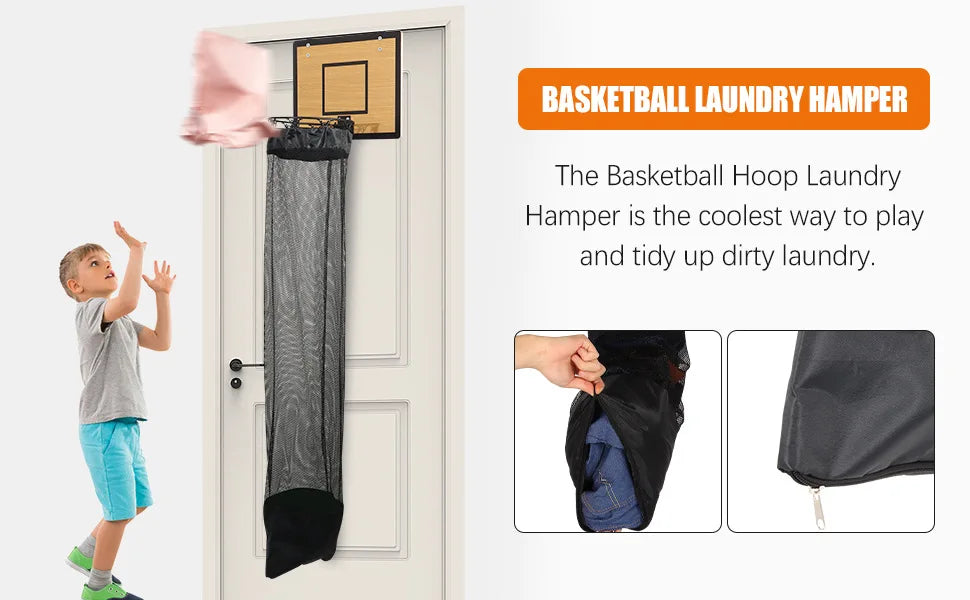 Wooden Basketball Hoop Laundry Hamper