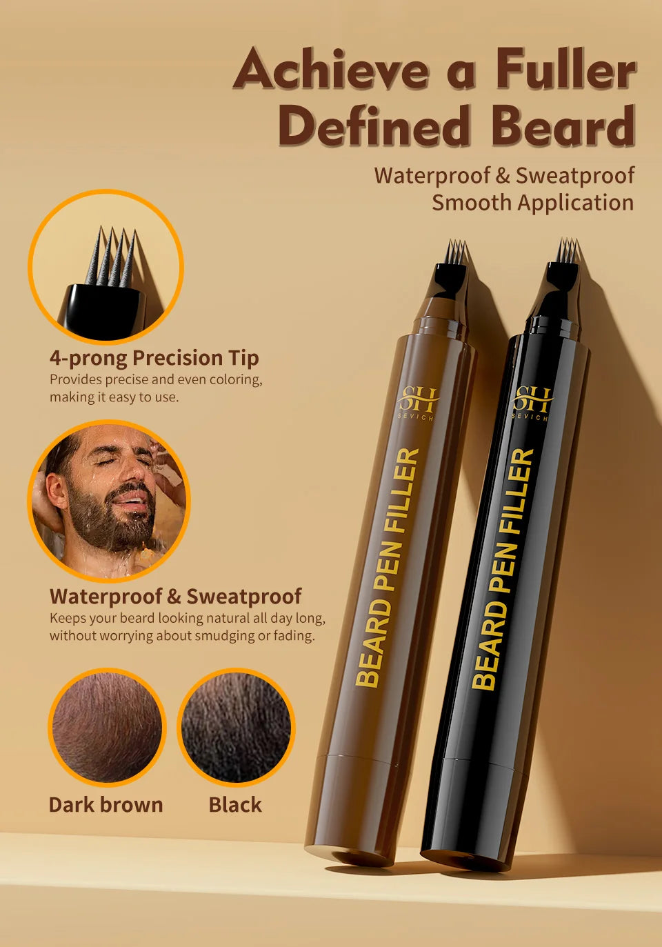 Waterproof Beard  Filler Pen