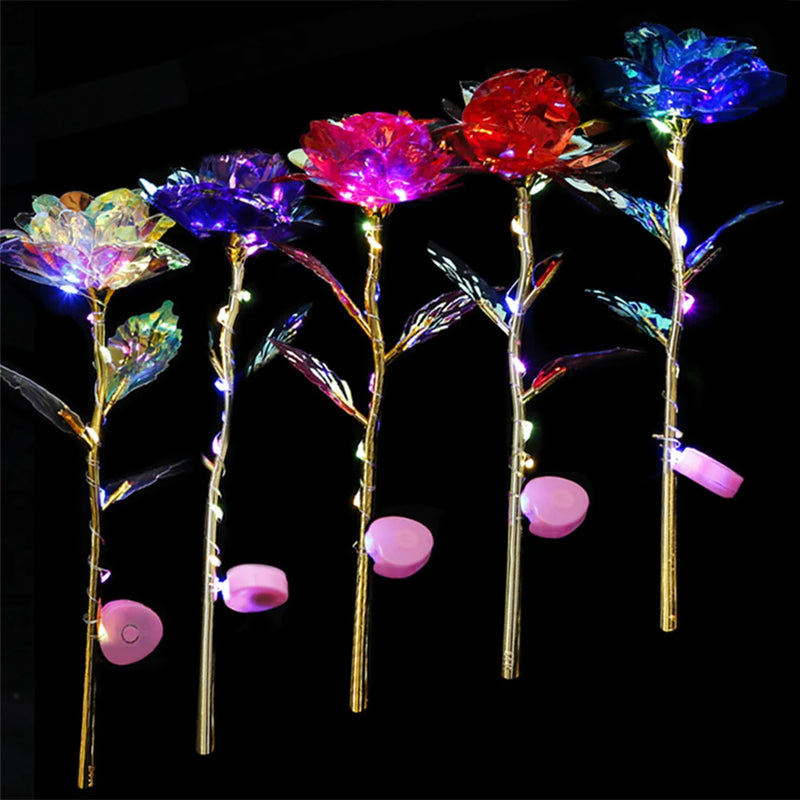 Golden Plated Artificial Luminous Roses