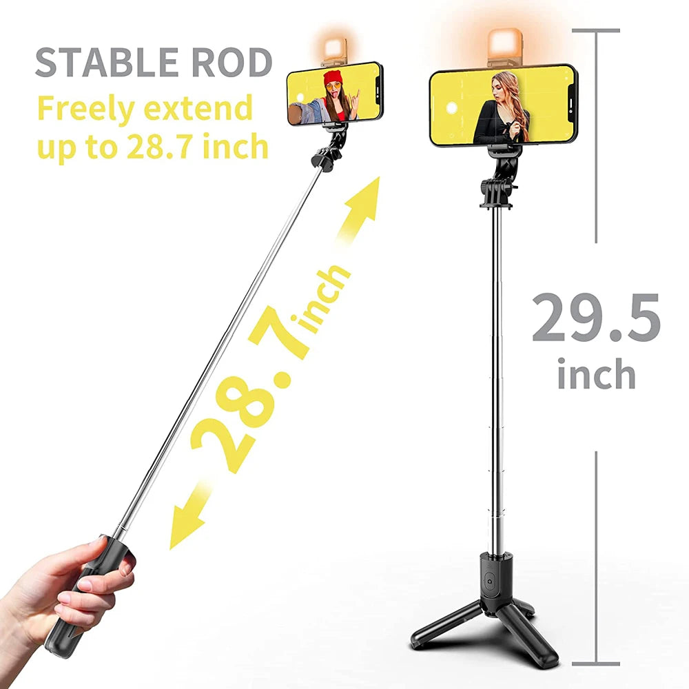 Bluetooth Selfie Stick Tripod with Fill Light