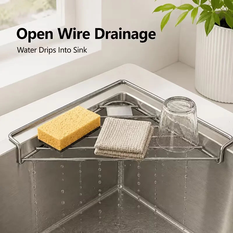 Stainless Steel Sink Corner Drain Rack