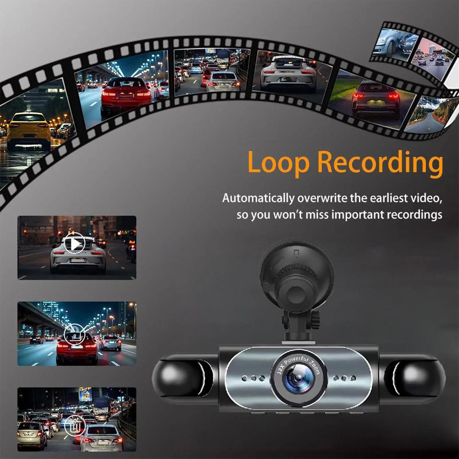 360 Degree View 4Ch Dash Cam for Cars