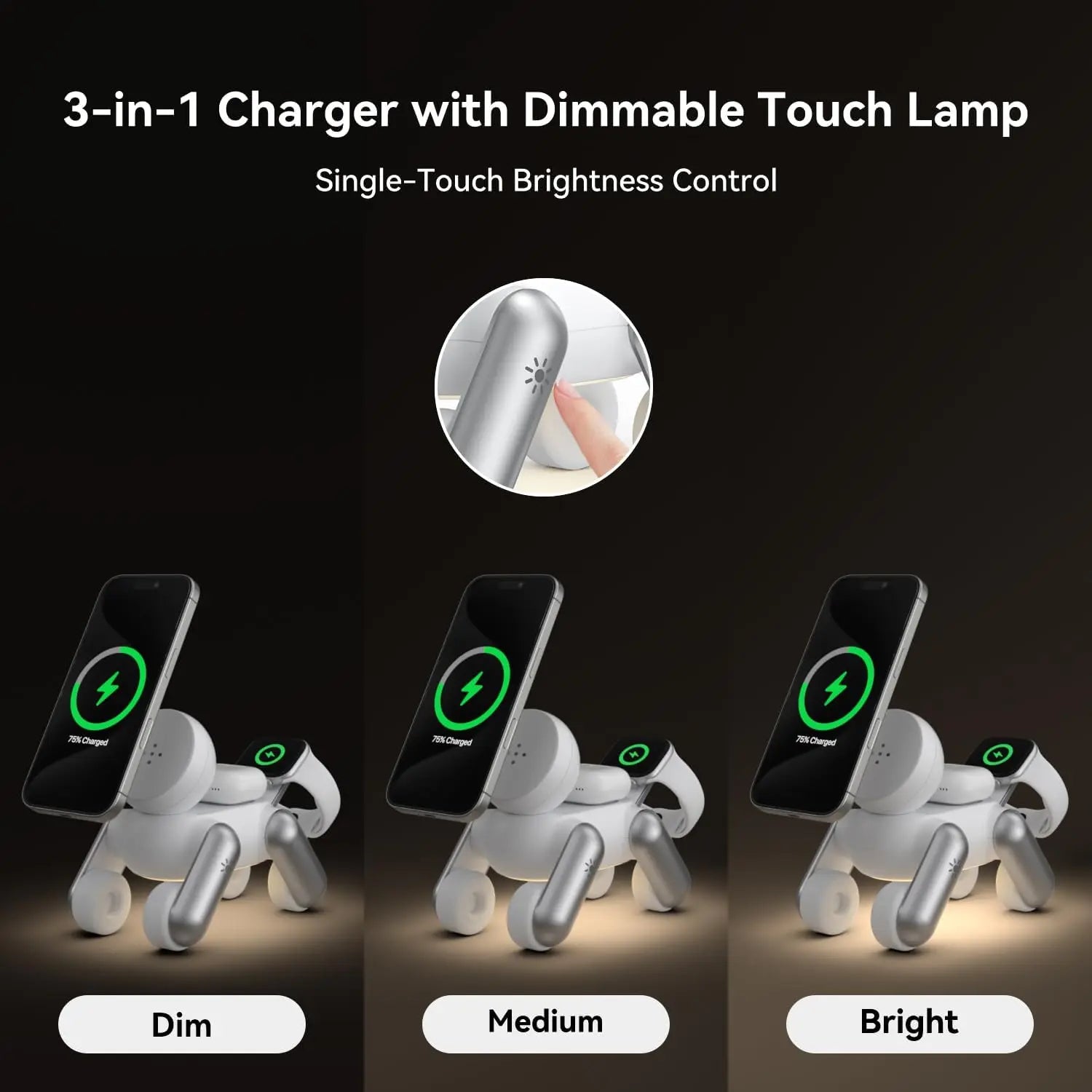 Robot Dog 3-in-1 Wireless Charging Station